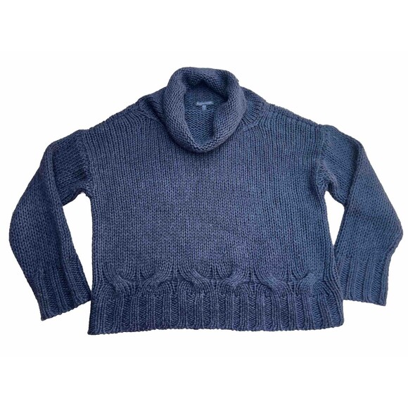 Eileen Fisher Medium M Alpaca Silk Sweater Cable Knit Gray Purple - Picture 1 of 11